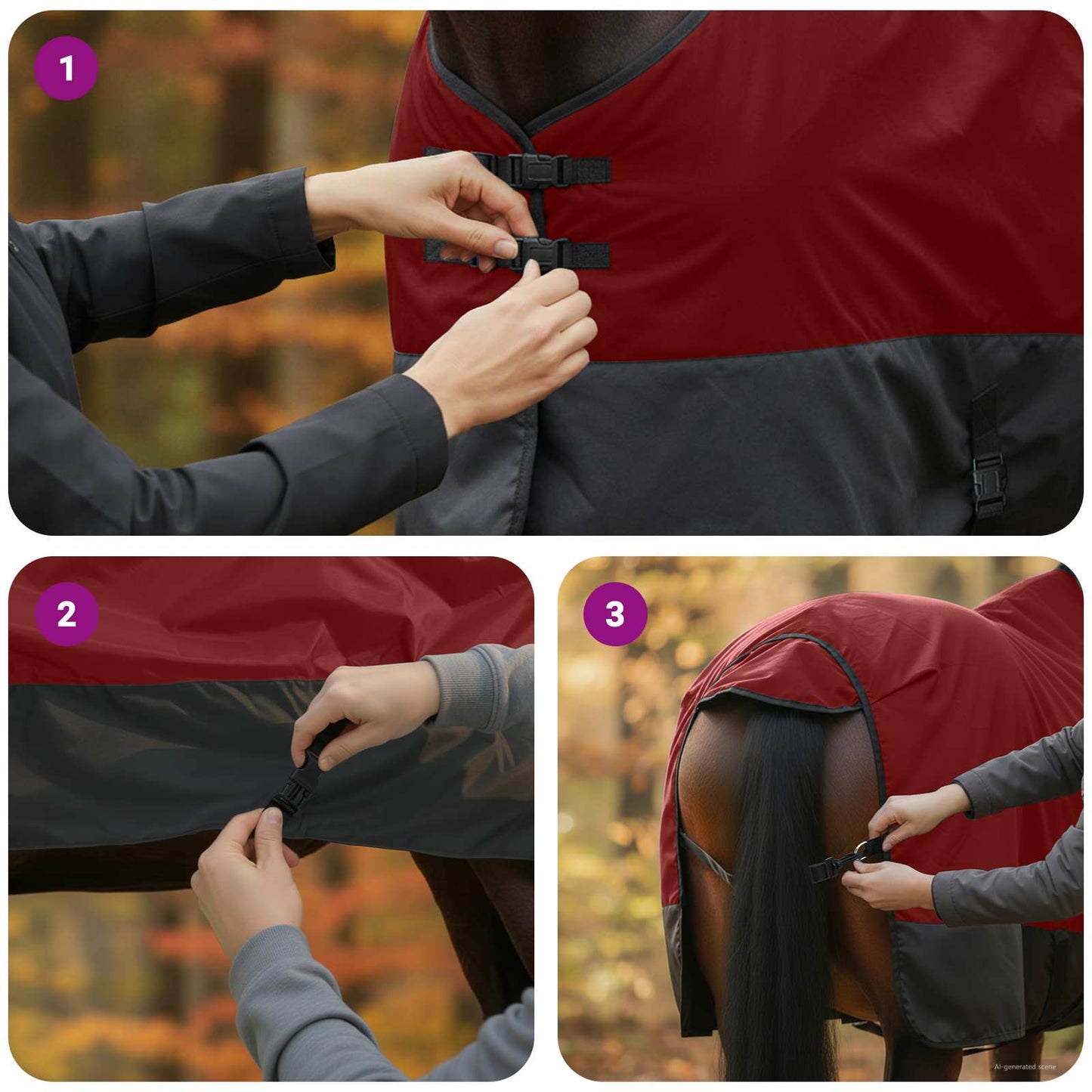 Hestetæppe Mørk Grøn og Sort 85 cm Polyester