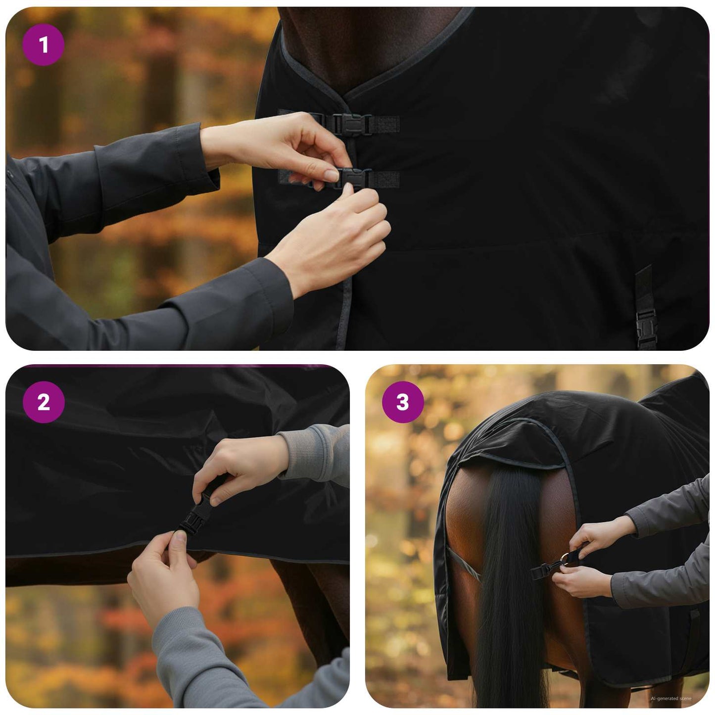 Hestetæppe Mørk Grøn og Sort 125 cm Polyester