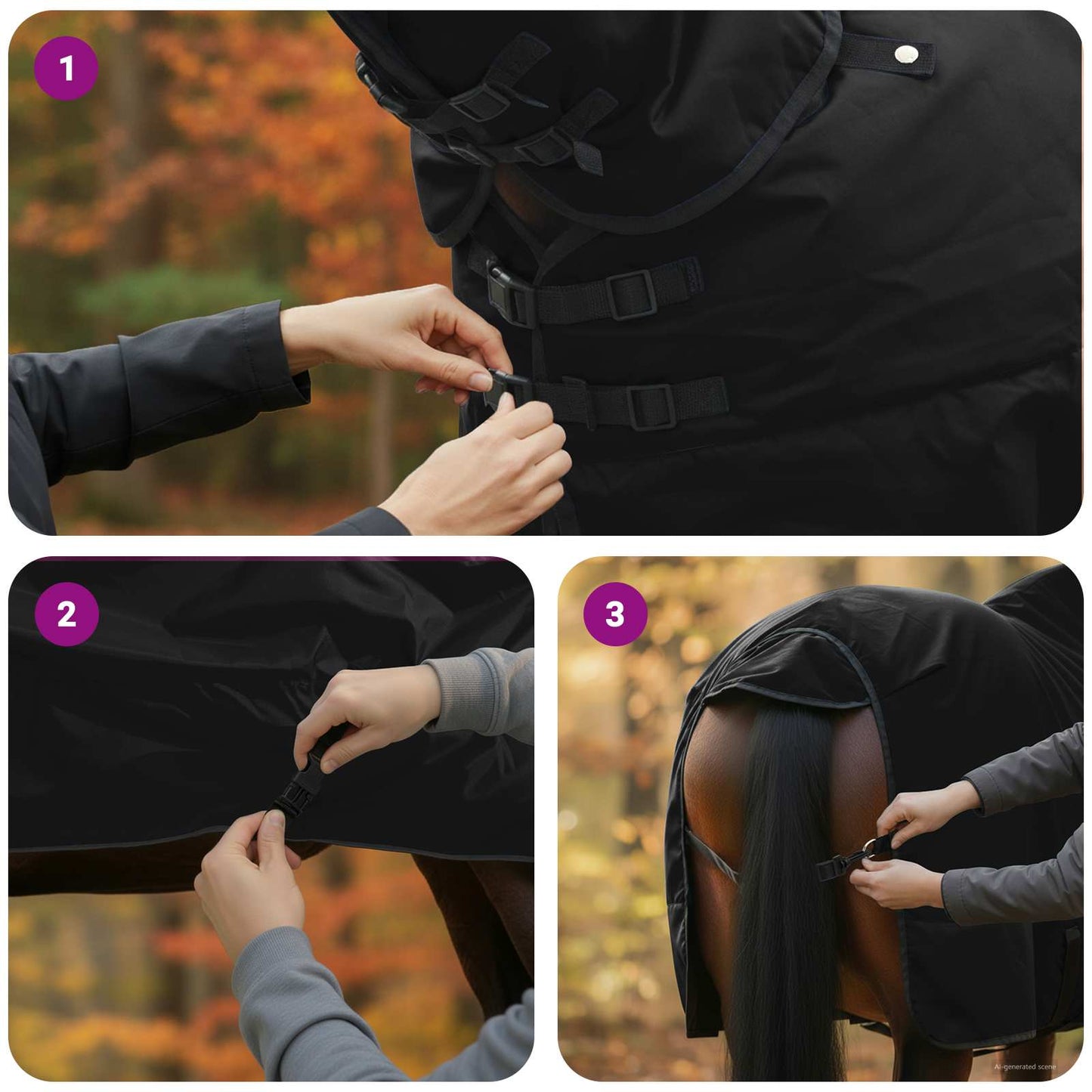 Hestetæppe Mørk Grøn og Sort 105 cm Polyester