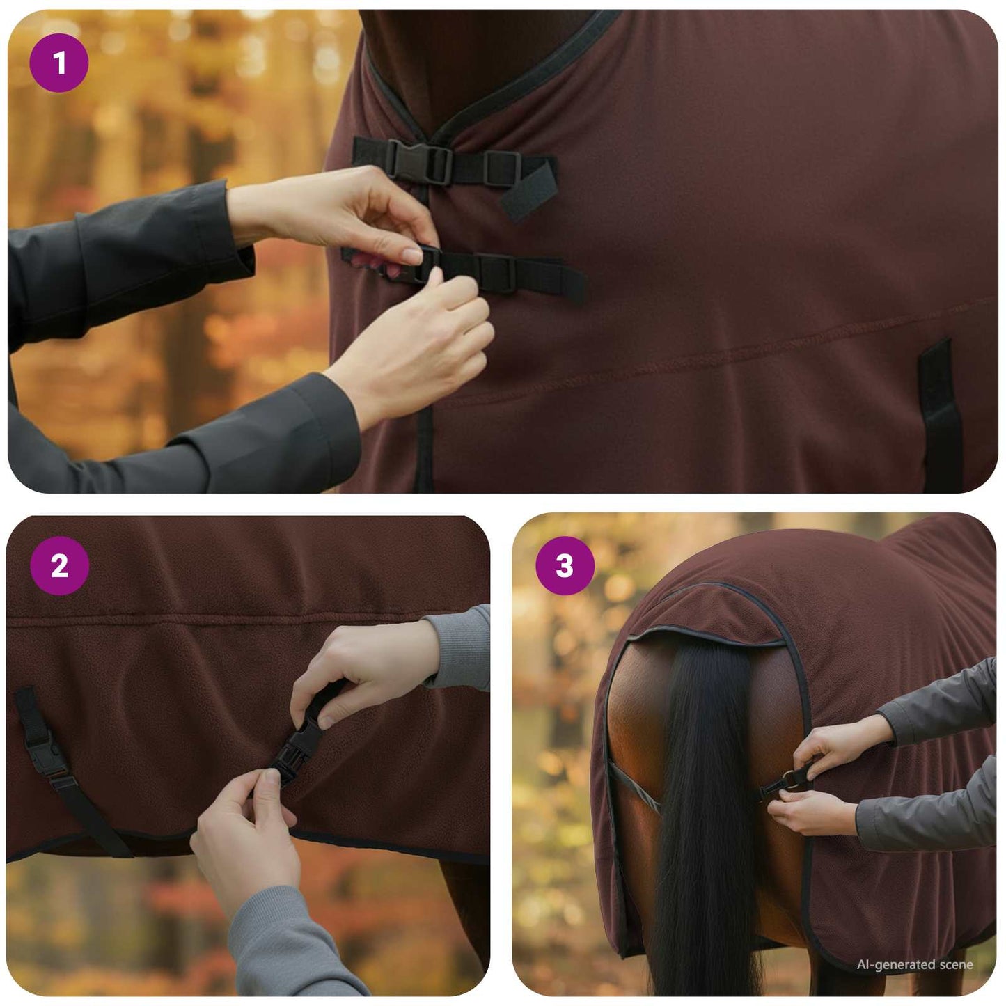 Hestetæppe Mørkebrun 155 cm Polyester