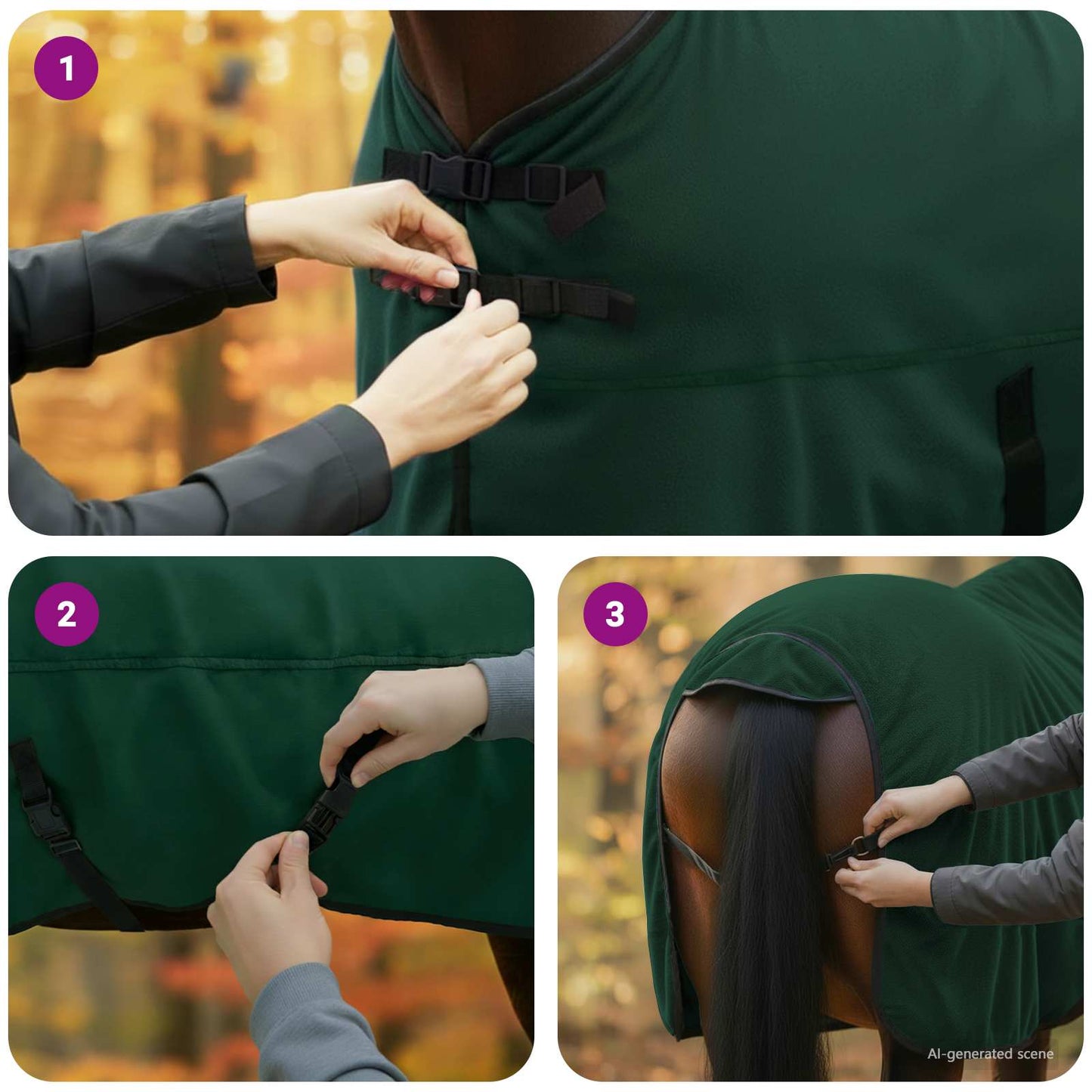 Hestetæppe Mørkegrøn 125 cm Polyester