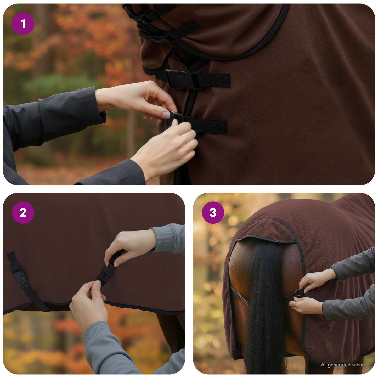Hestetæppe Mørkebrun 95 cm Polyester