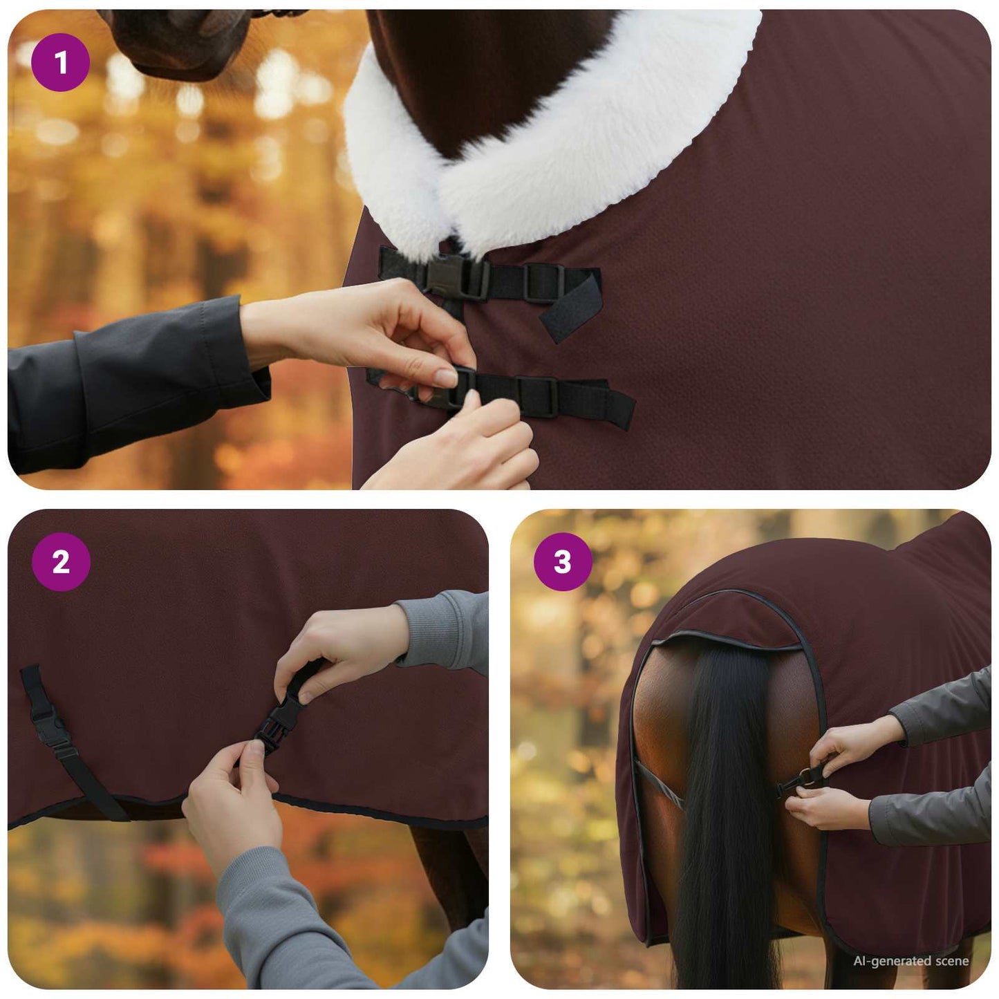 Hestetæppe Mørkebrun 105 cm Polar fleece