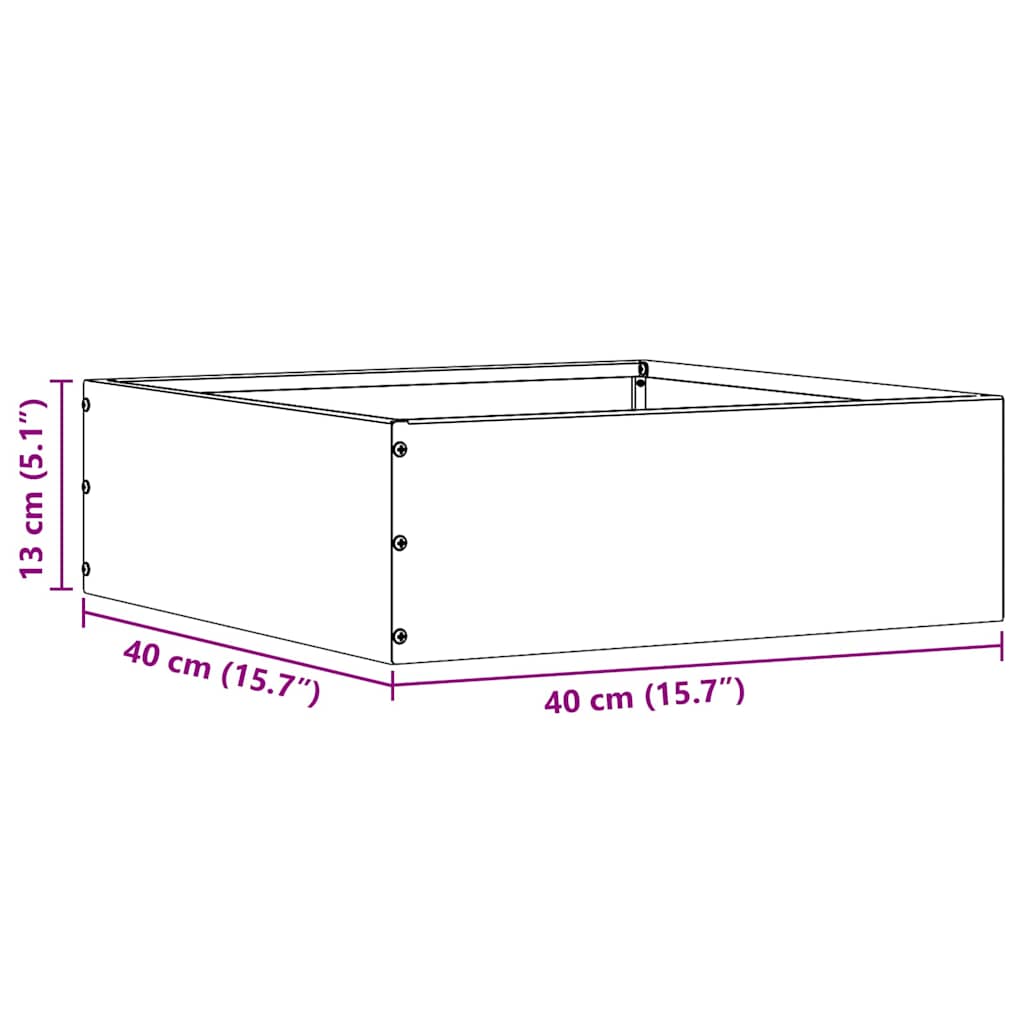 Plænekant 6 stk. 40 x 40 x 13 cm Galvaniseret stål Sølv