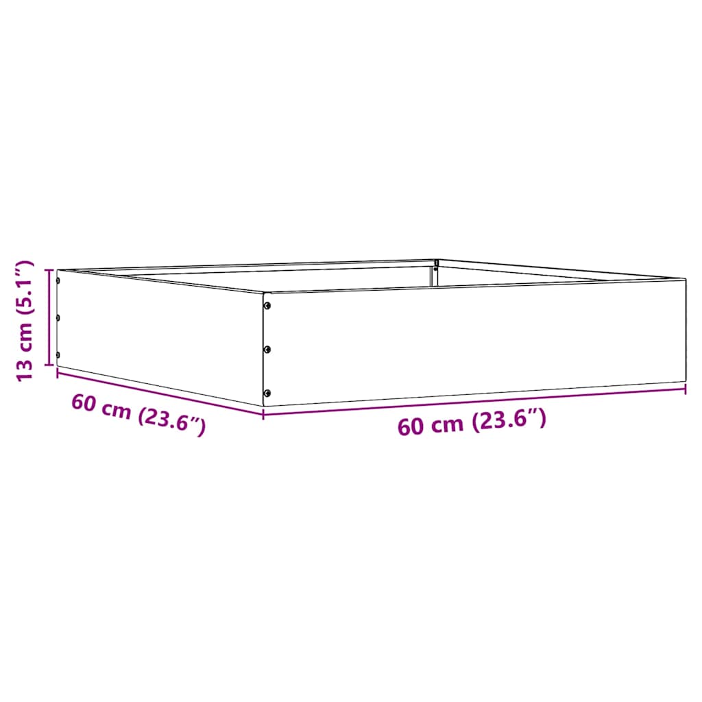 Plænekant Sort 60 x 60 x 13 cm Stål