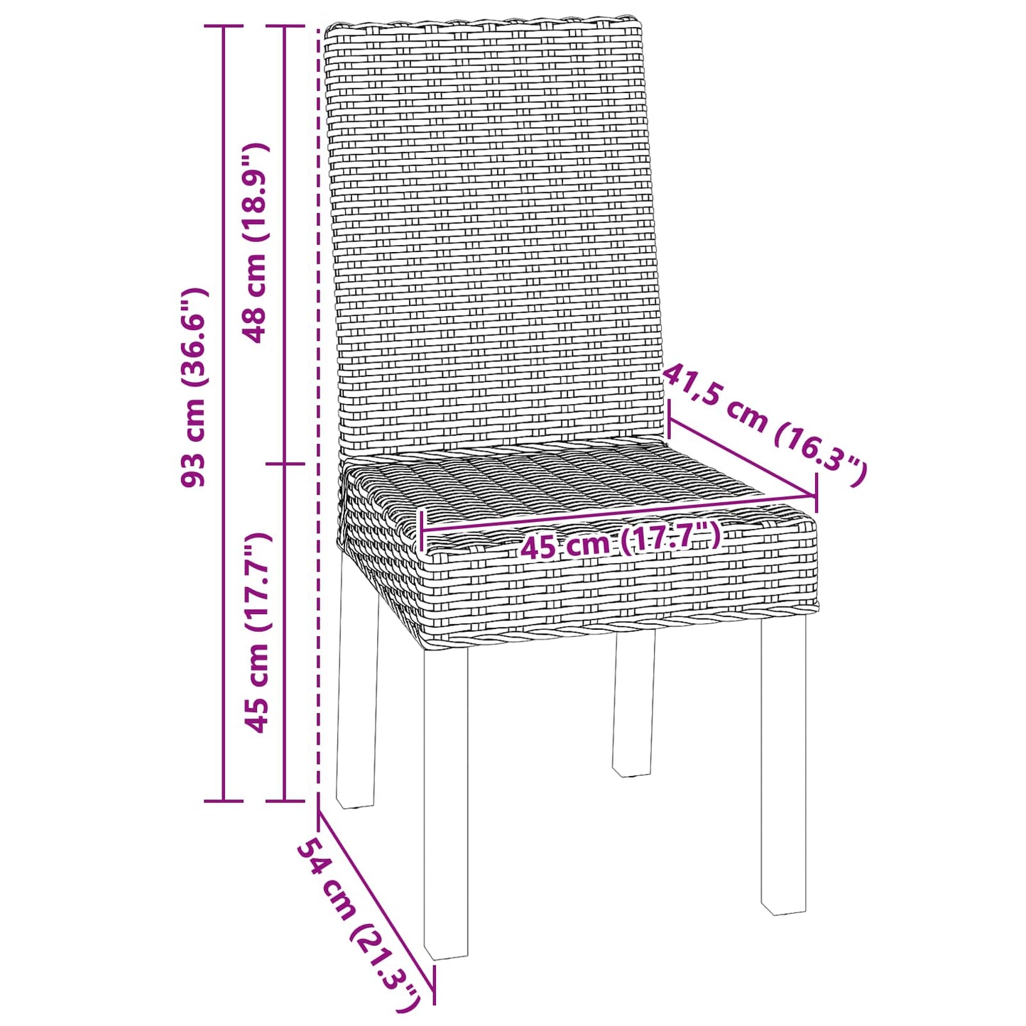 Spisestuestol 2 pcs Kubu Rattan og massiv mahogni træ