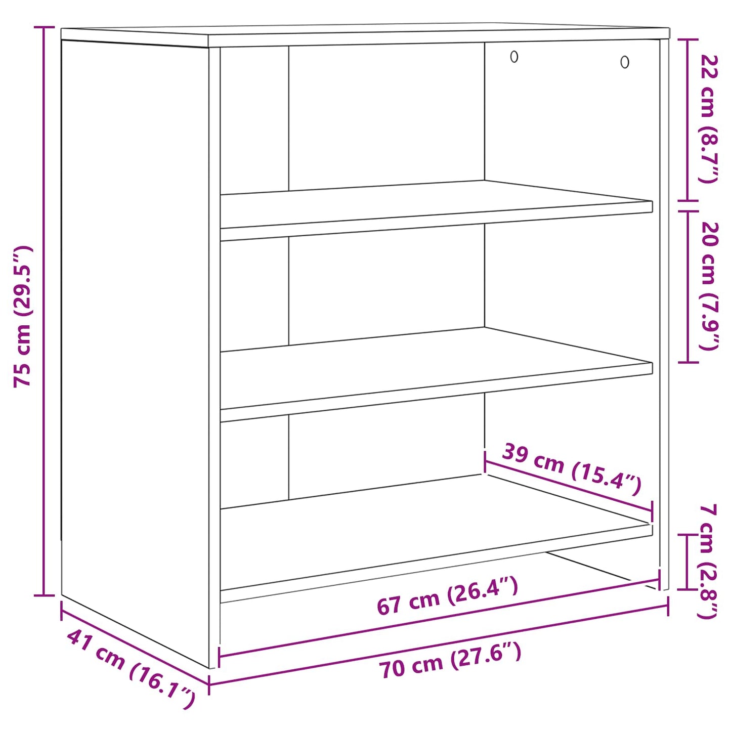 Sideboard 2 stk. Sort eg 70 x 41 x 75 cm Konstrueret træ