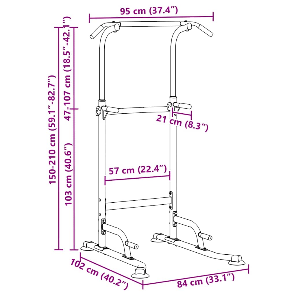 Power Tårn Dip Station Sort 102 x 95 x 210 cm