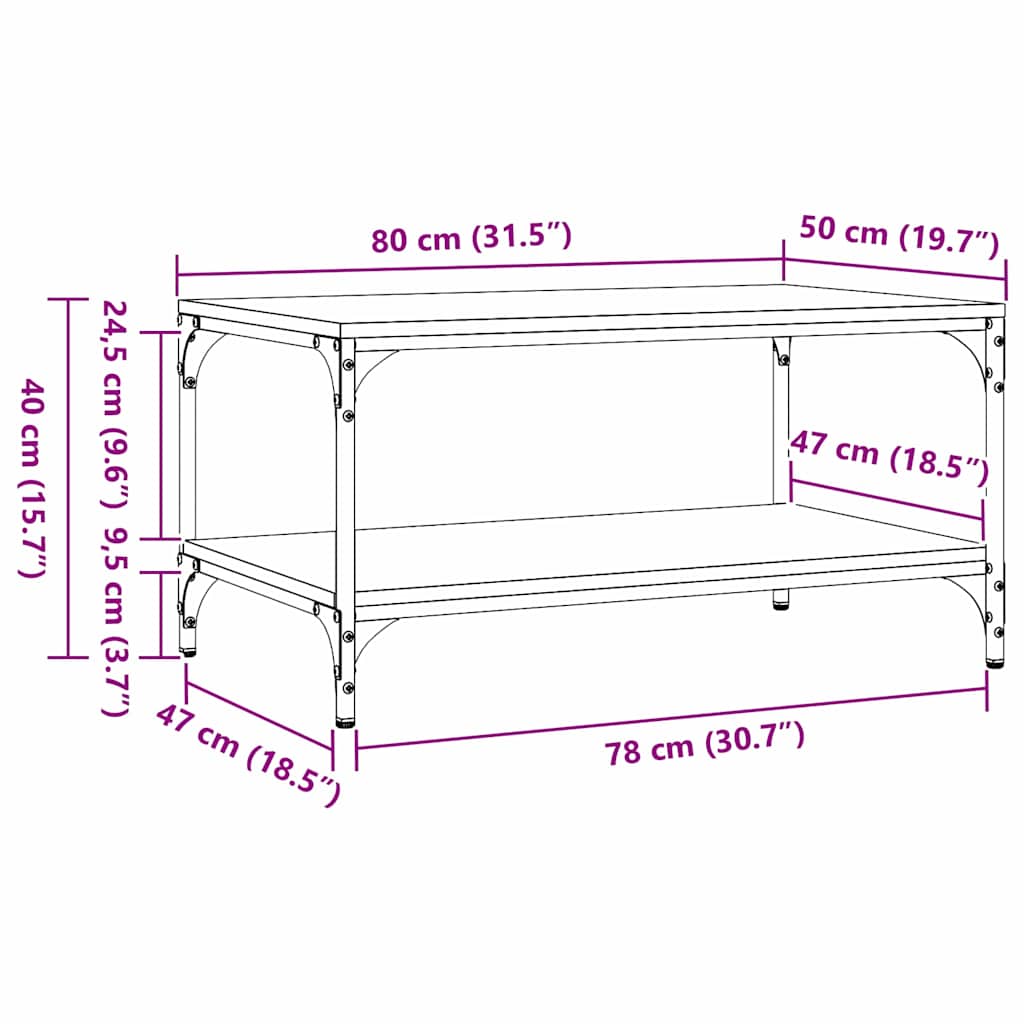 Sofabord Sort eg 82 x 50 x 40 cm Konstrueret træ