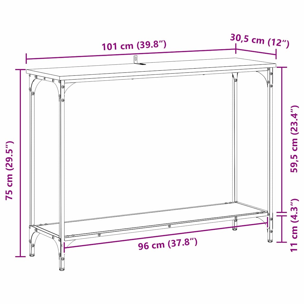 Konsolbord artisan eg 101 x 30.5 x 75 cm Konstrueret træ