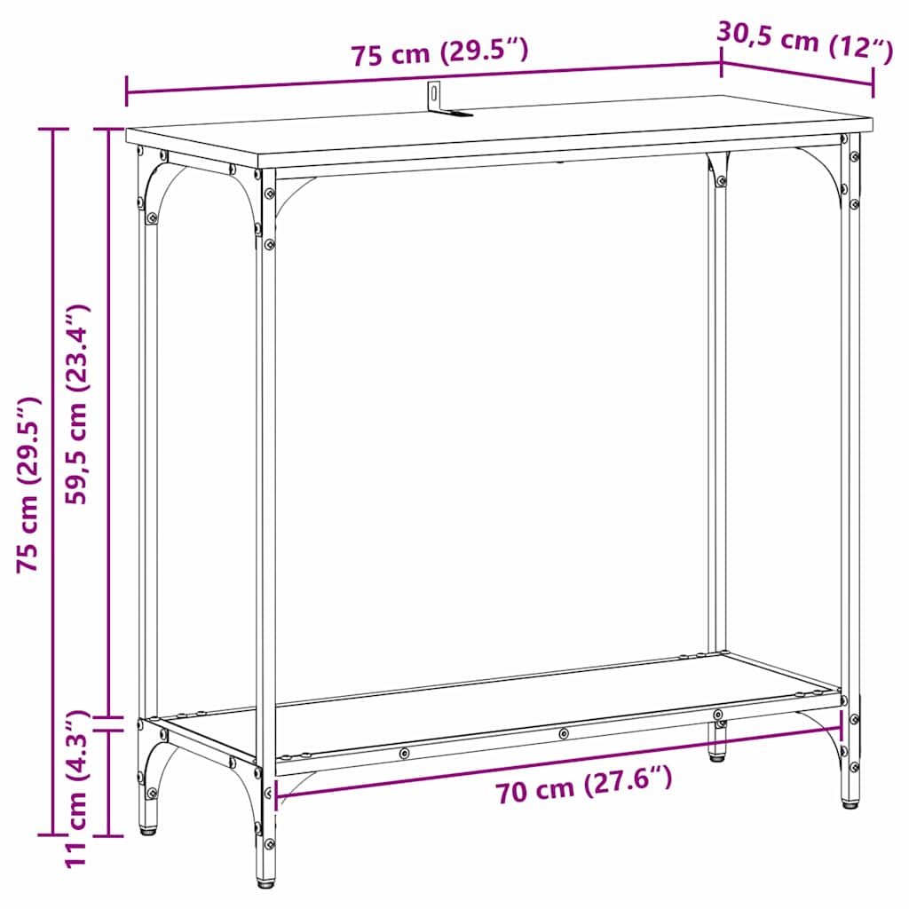 Konsolbord artisan eg 75 x 30.5 x 75 cm Konstrueret træ