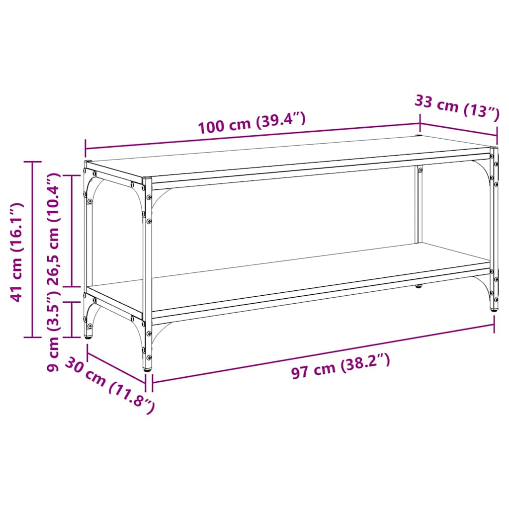 TV-skab 2 niveauer 100x33x41cm Ingeniørt træ og jern