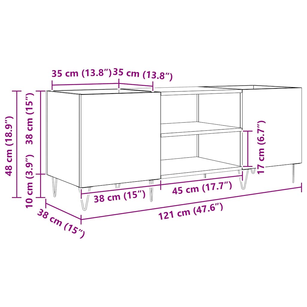 Pladeskab Gammelt træ 121 x 38 x 48 cm Ingeniørt træ og jern