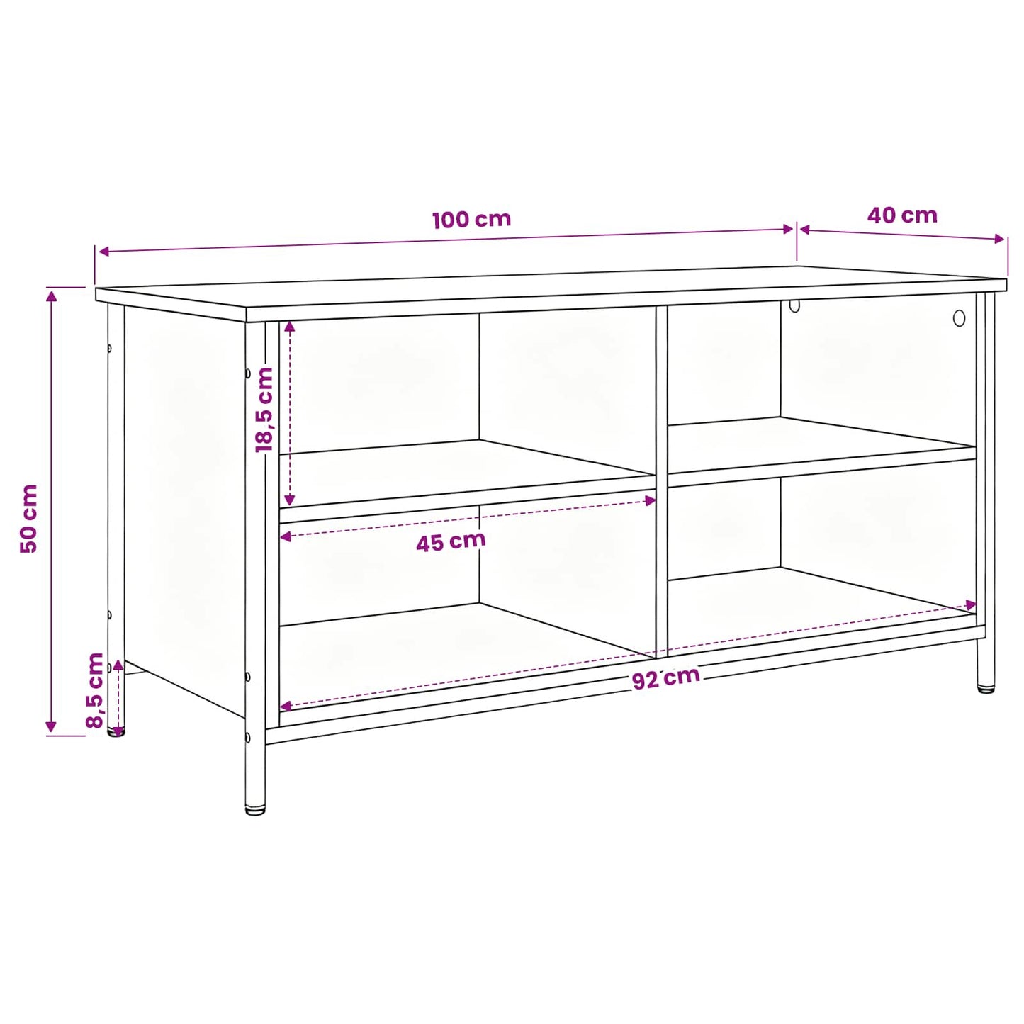 TV-skab Sort eg 100 x 40 x 50 cm Konstrueret træ