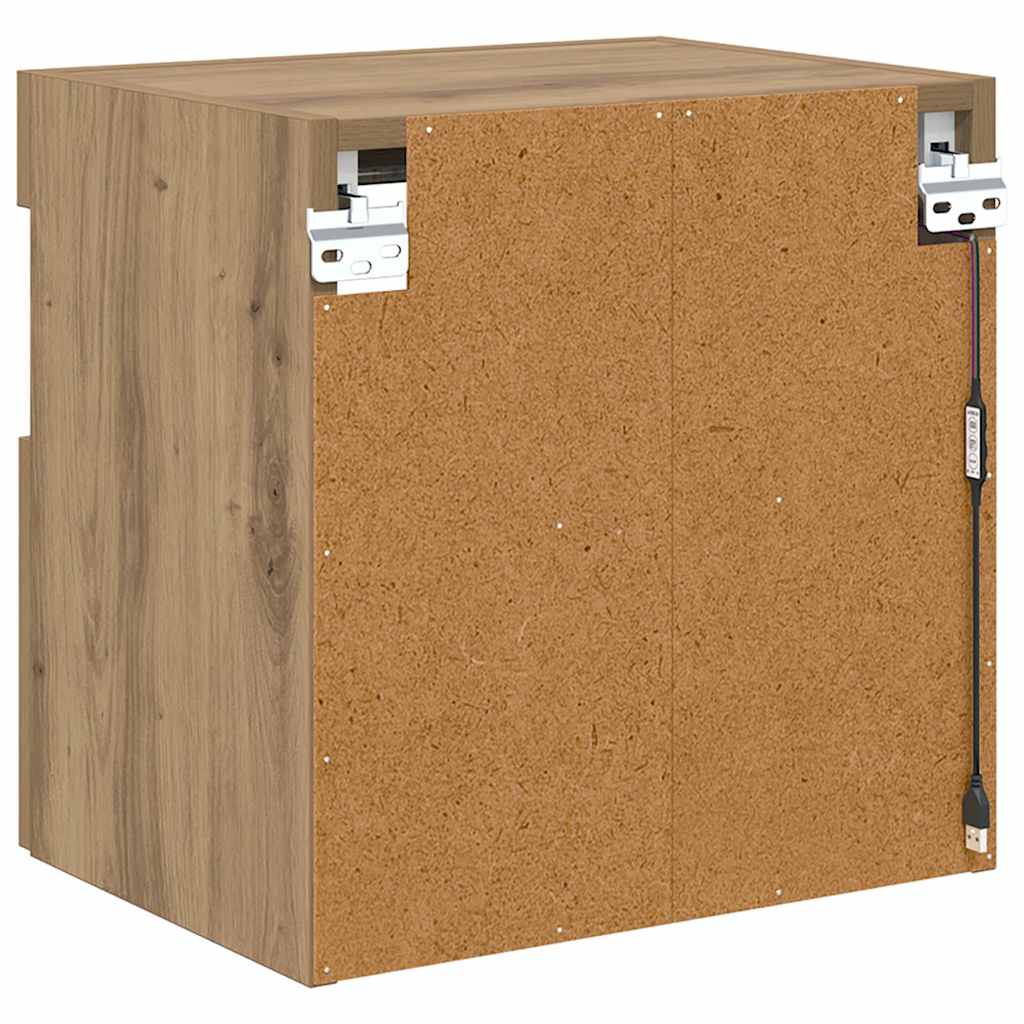 TV Væghylder med LED 2 pcs Artisan Egetræ 40 x 30 x 40 cm