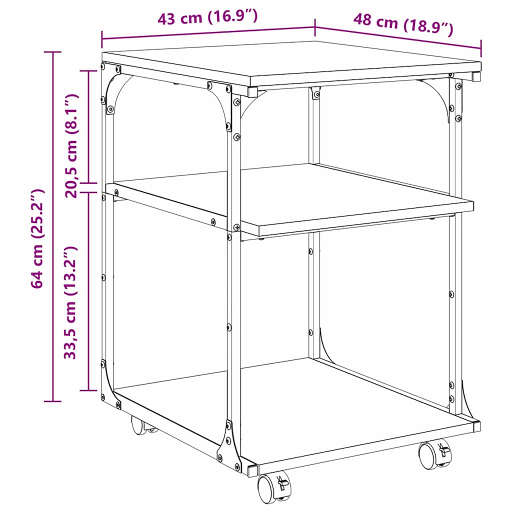 Printerstand Sort eg 43 x 48 x 64 cm Konstrueret træ