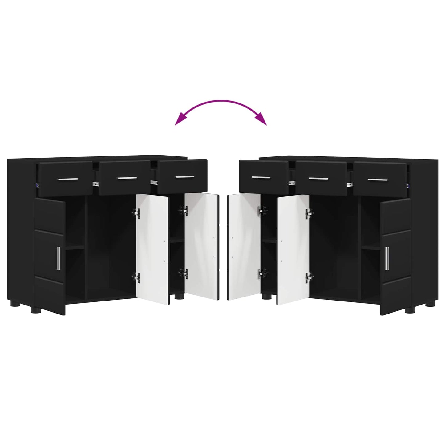 Sideboard FLORIN Sort 88,5 x 30,5 x 73 cm Konstrueret træ