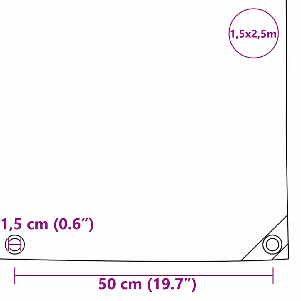 Tarpaulin 650g / m² Brun 1,5 x 2,5 m Lærred med PVC-belægning