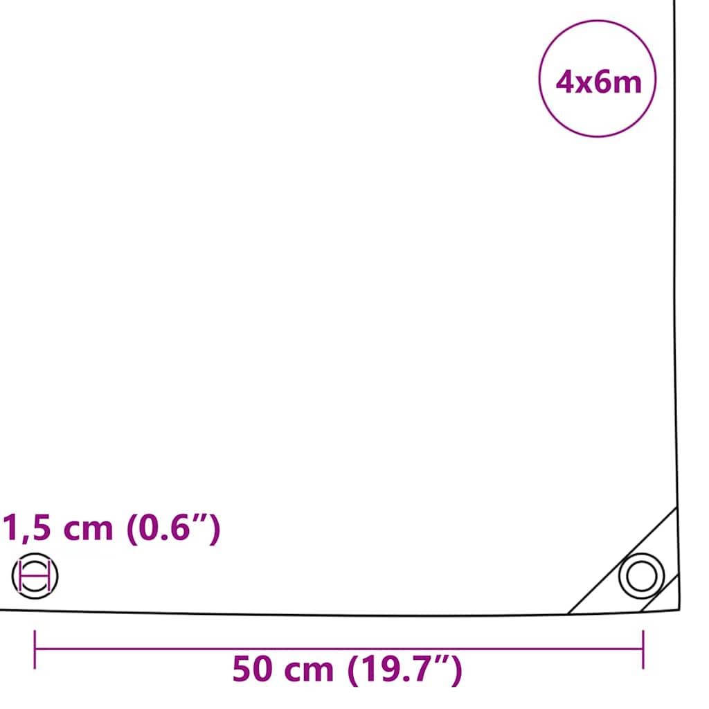 Tarpaulin 650g / m² Oliven grøn 4 x 6 m Lærred med PVC-belægning