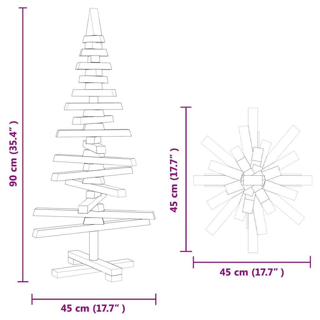Træ juletræ med stativ Brun 90 cm Massivt fyrretræ