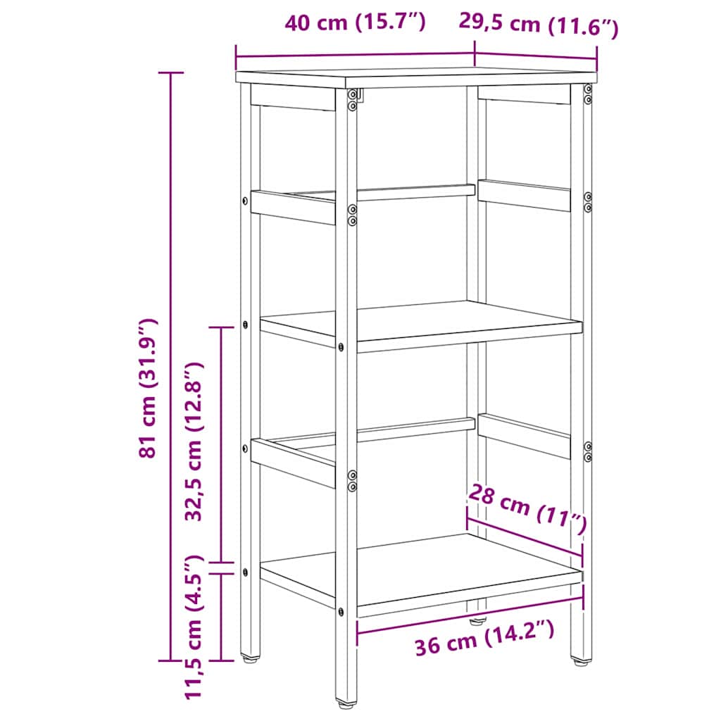 Bogreol 2 niveauer 40 x 29,5 x 81 cm Konstrueret træ Sort eg