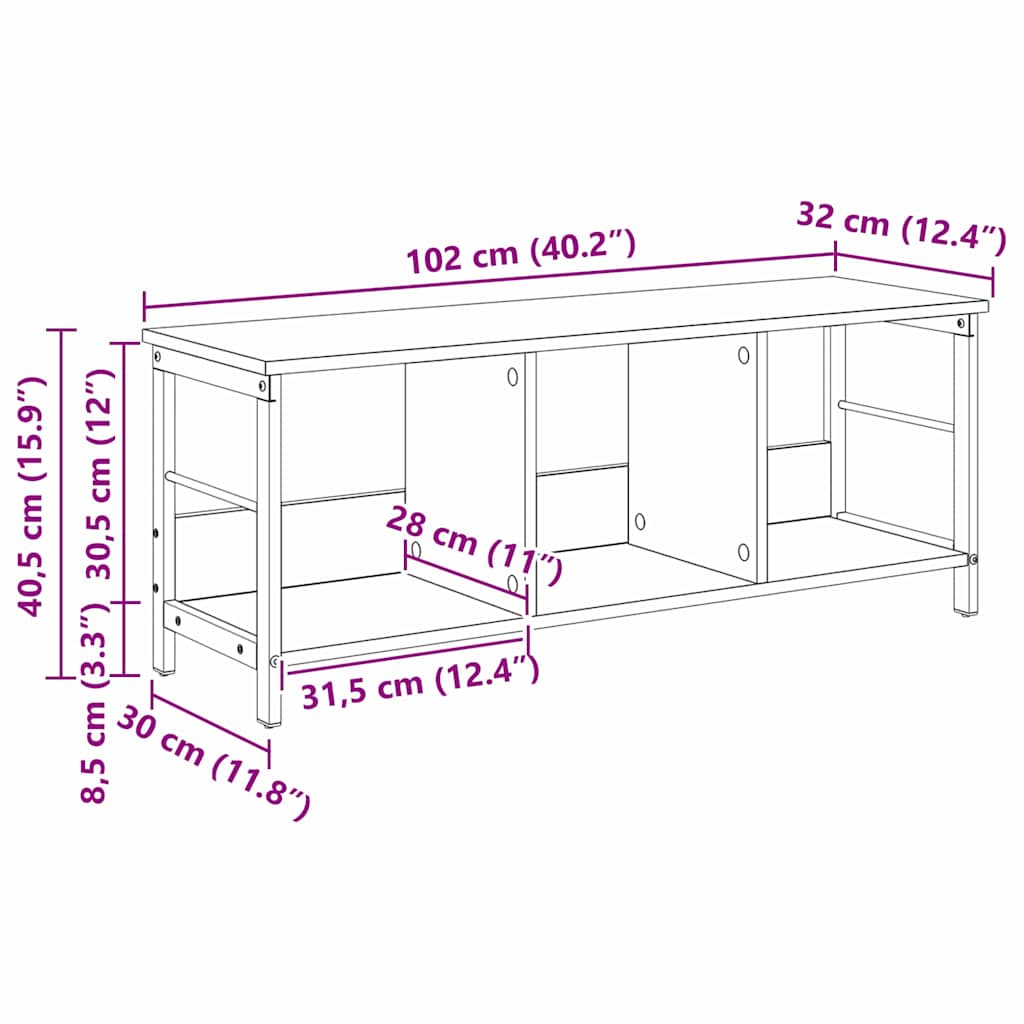 Bogreol 3 niveauer 102 x 32 x 40,5 cm Konstrueret træ Sonoma eg