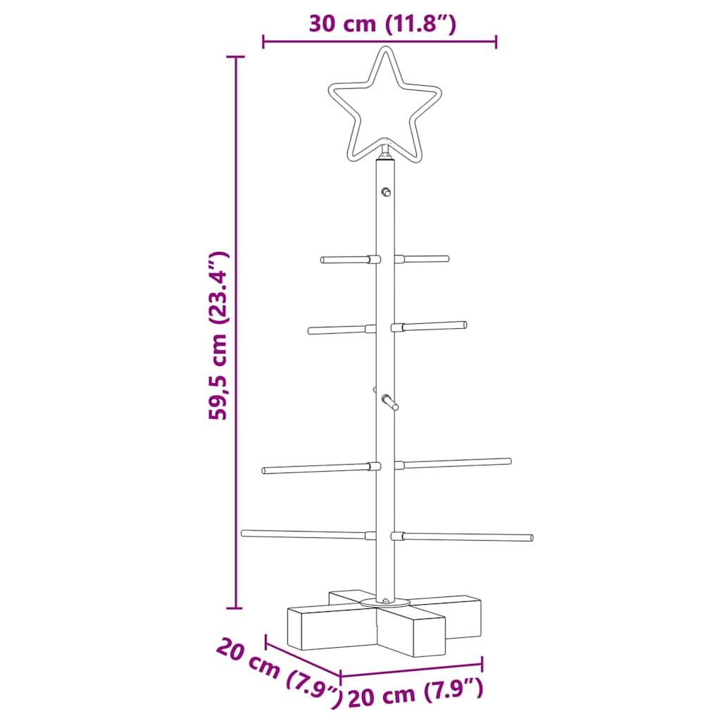 Metal juletræ med stativ Sort 59,5 cm Pulverlakeret Stål