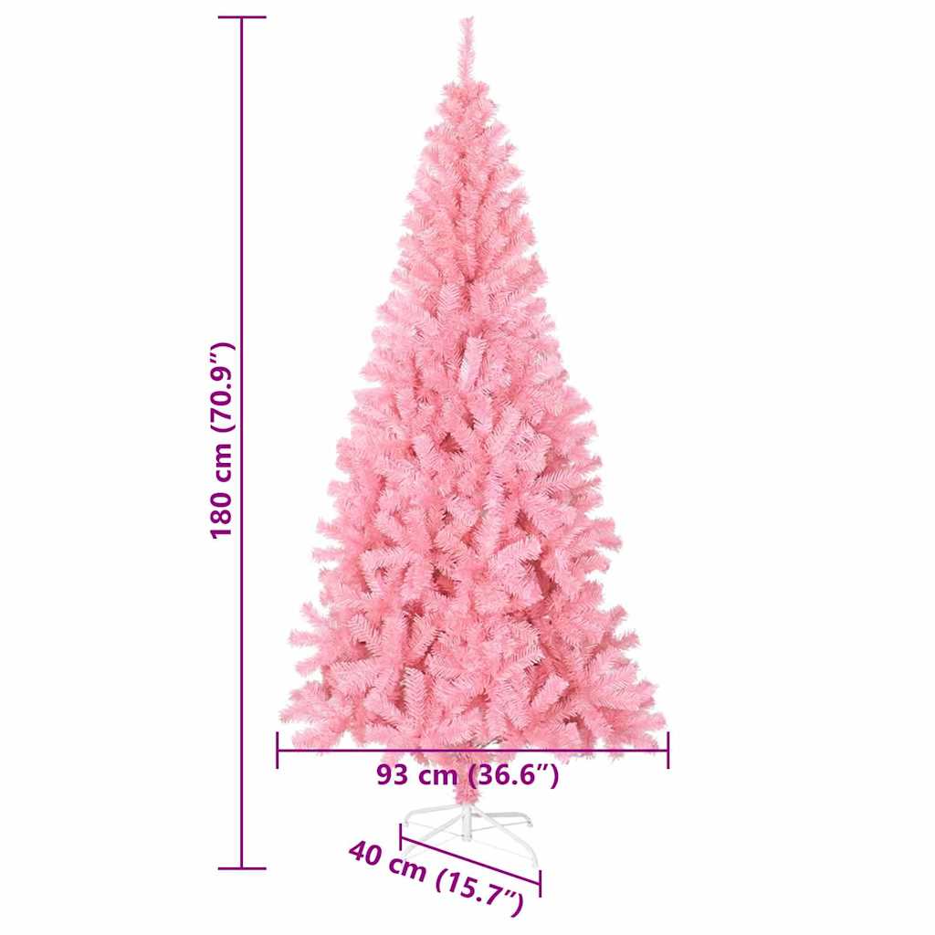 Juletræ med 300 LED'er med stativ Lyserød 180 cm PVC