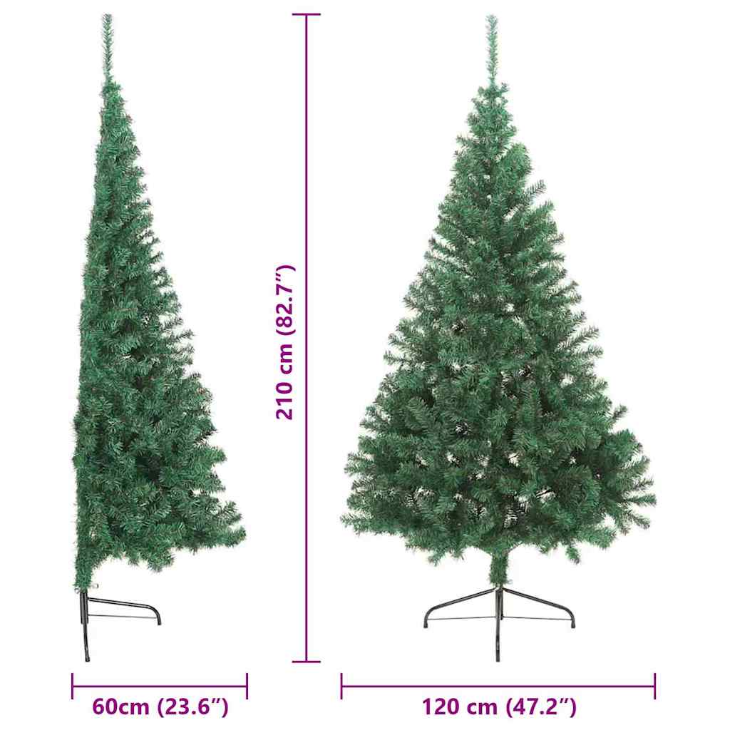 Kunstig Forbelyst Juletræ med 300 LED'er Grøn 210 cm PVC