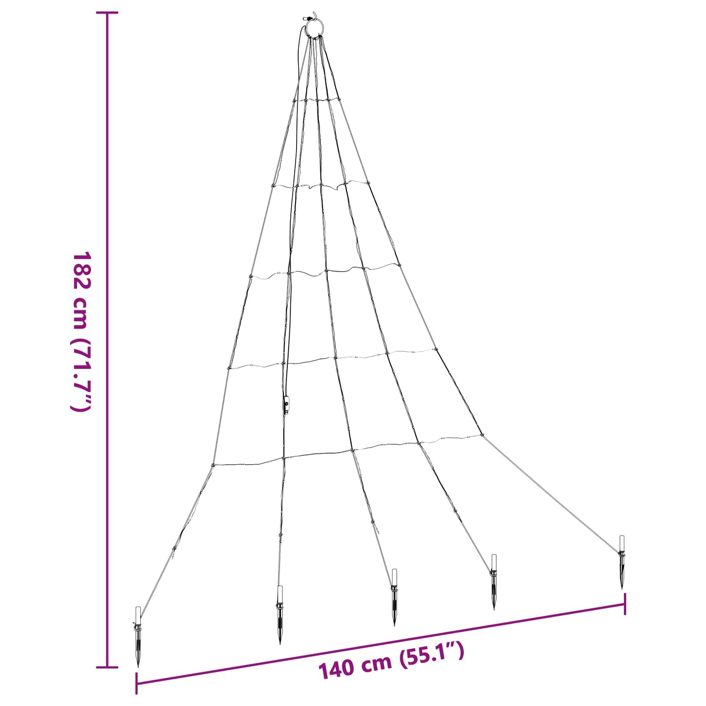 LED Juletræ med jordsøjler med jordspyd Varm hvid 182 cm Metal