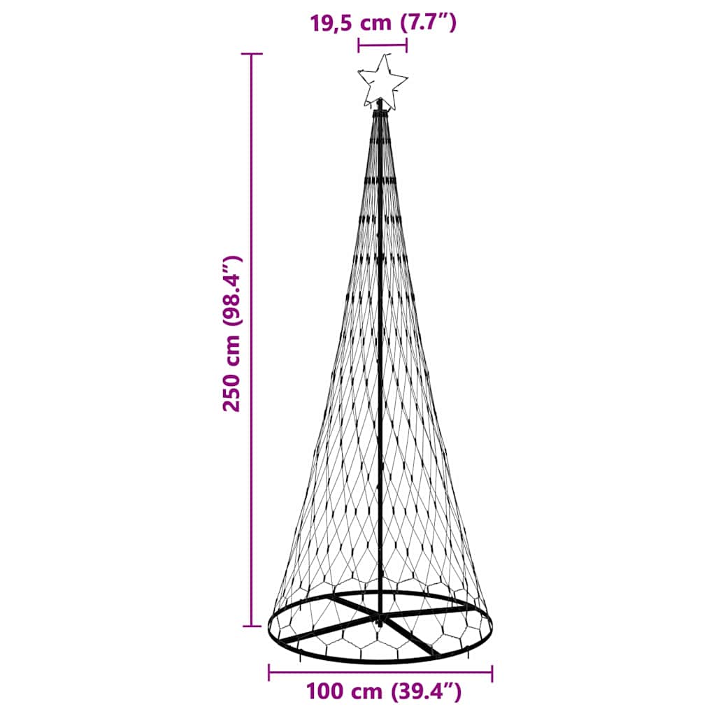 LED juletræ med 295 LED'er med stativ Kold hvid 250 cm Metal