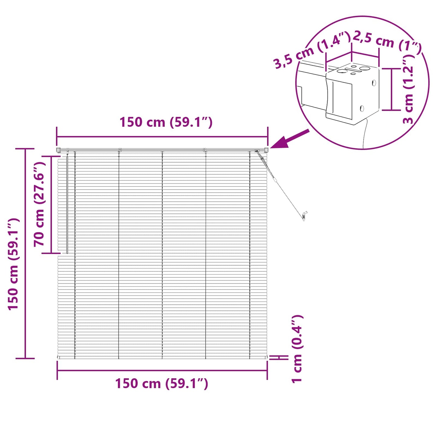 Persienner Lys Brun med Mønster 150 x 150 cm 25 mm PVC