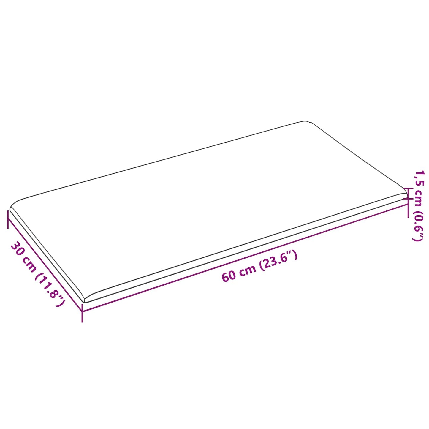 Væghovedgærde 12 pcs 60 x 30 cm Sort Stof