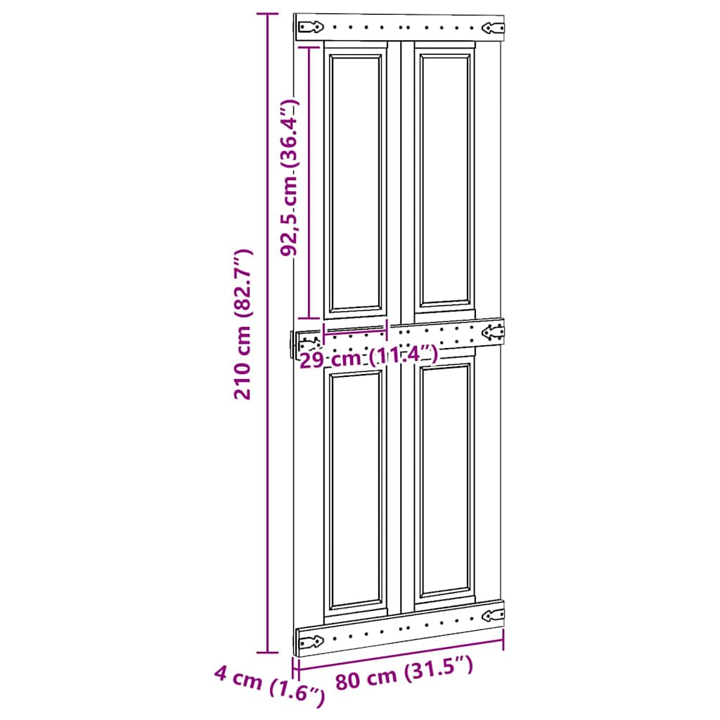Ladedør CORONA 80 x 210 cm Massivt fyrretræ Hvid