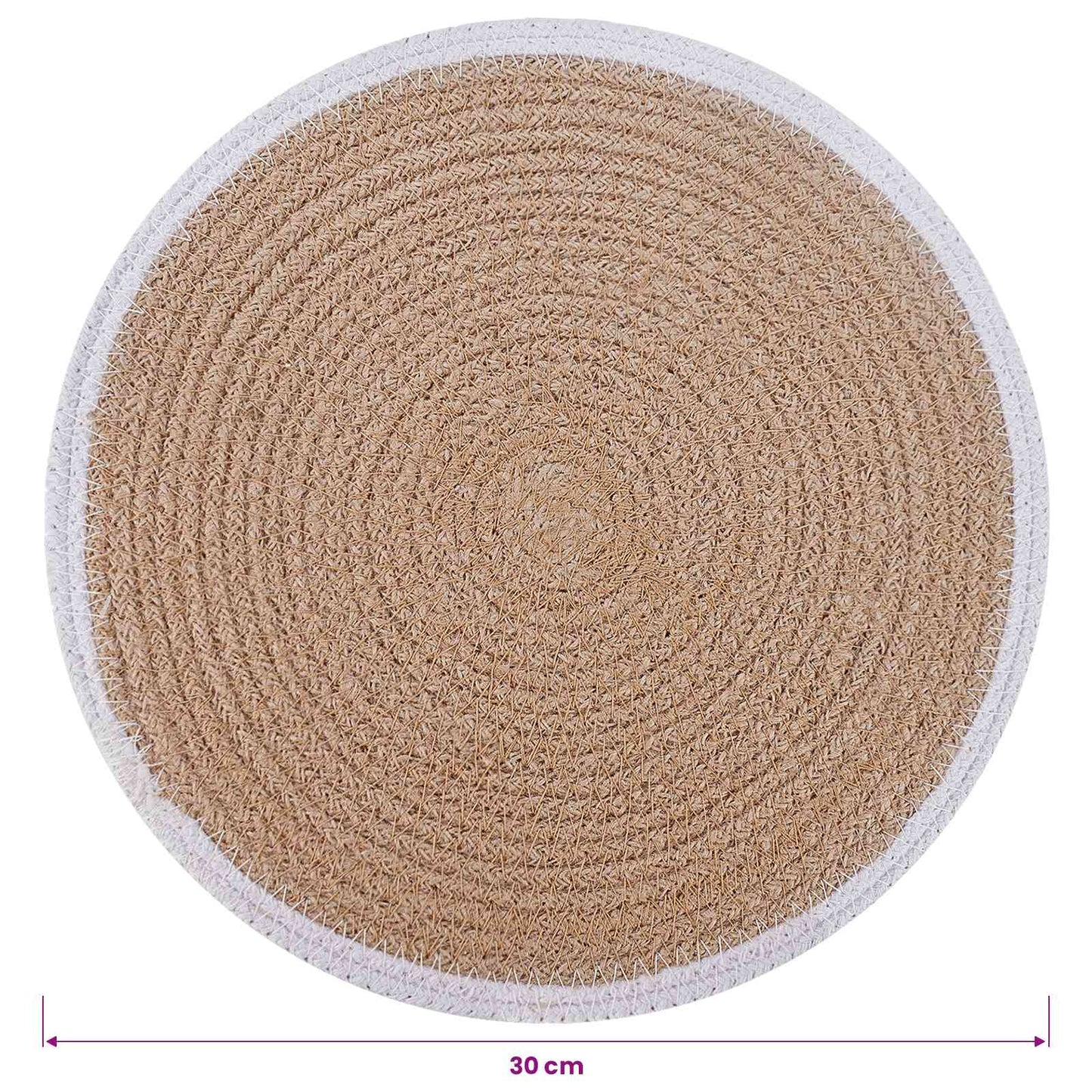 Jute dækkeservietter 6 stk. Natur og hvid 100% Tossa jute
