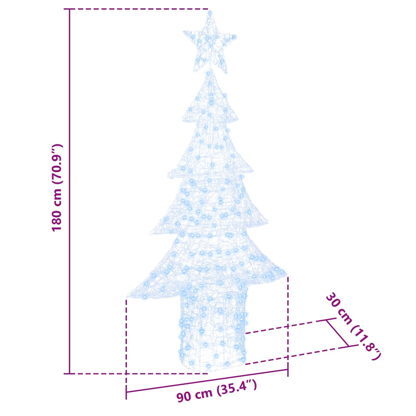 Juletræ med 240 LED'er Kold hvid 180 cm Akryl