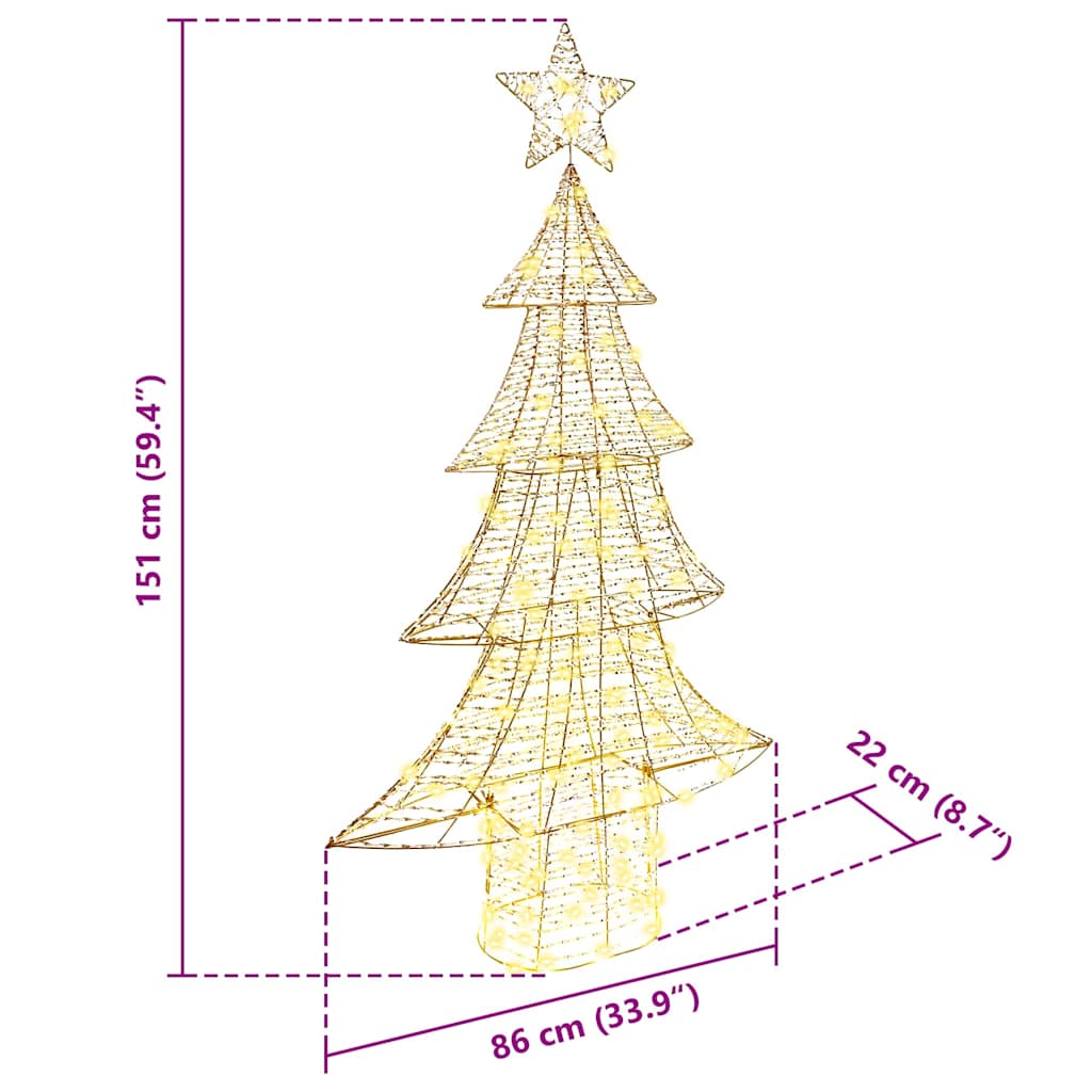 Juletræ med 160 LED'er Varm hvid 151 cm PET