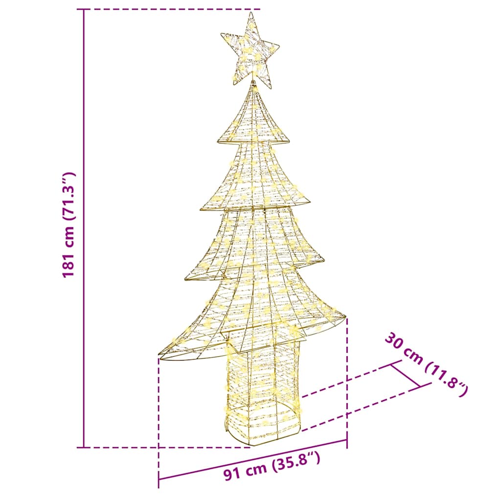 Juletræ med 240 LED'er Varm hvid 181 cm PET