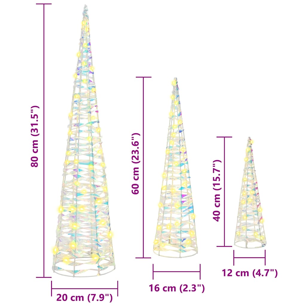 Juletræ med 90 LED'er 3 pcs Varm hvid 20 x 20 x 80 cm PET