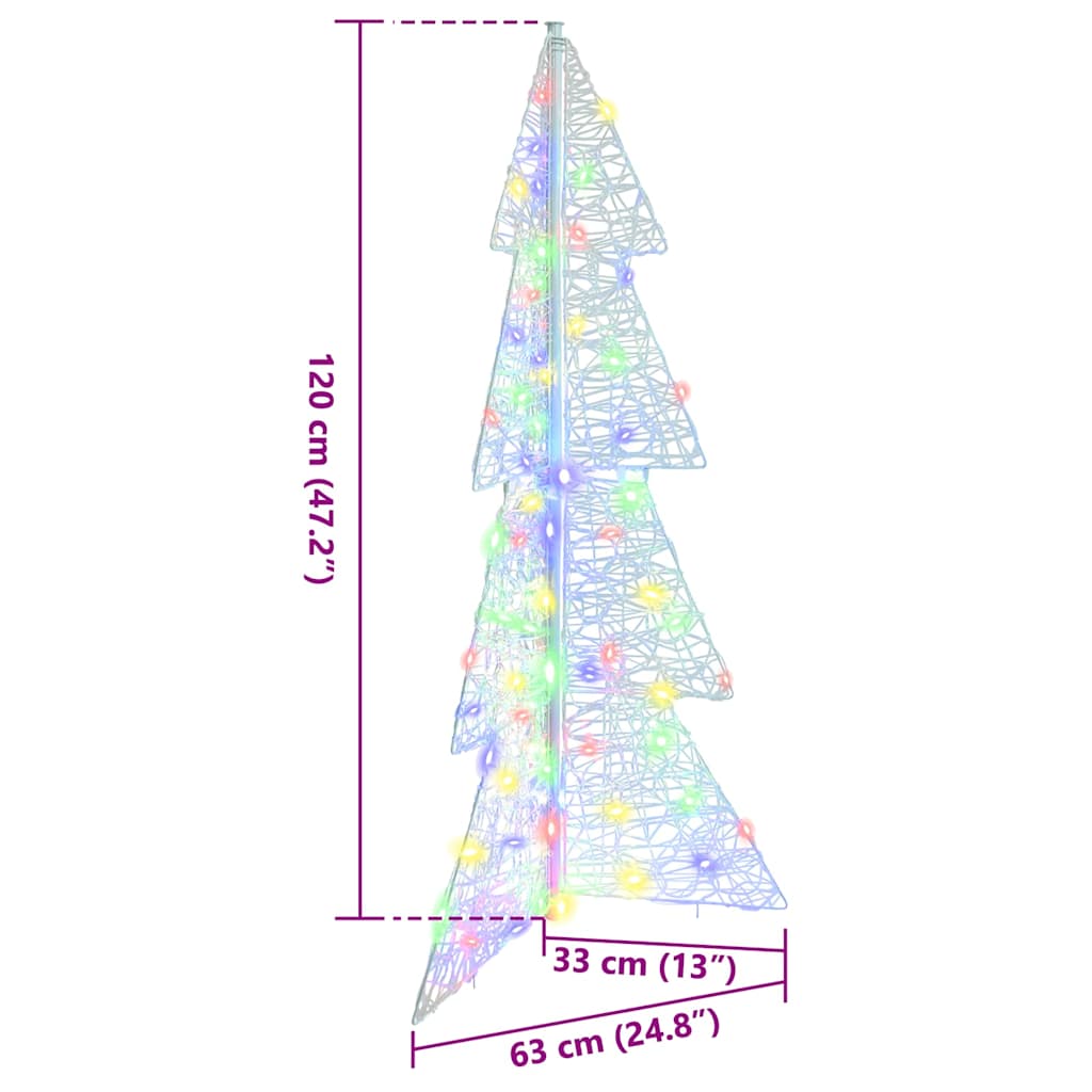 Juletræ med 100 LED'er Flerfarvet 120 cm Akryl