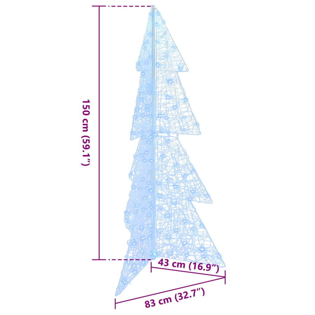Juletræ med 160 LED'er Kold Hvid 150 cm Akryl