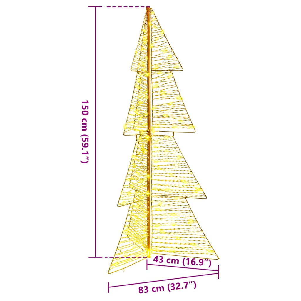 Juletræ med 160 LED'er Varm hvid 150 cm PET