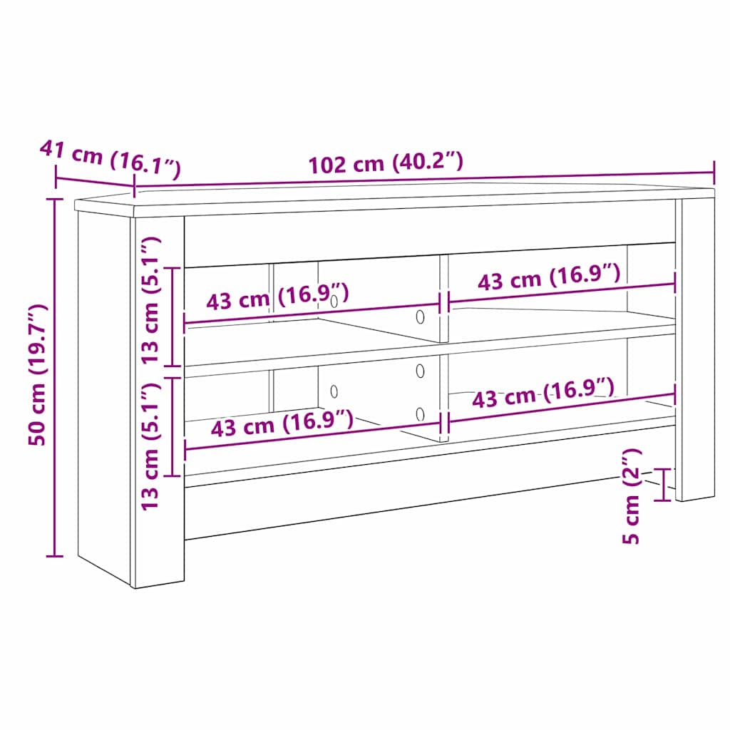 HjørneTVskab 102 x 40,5 x 45 cm Sonoma eg Konstrueret træ