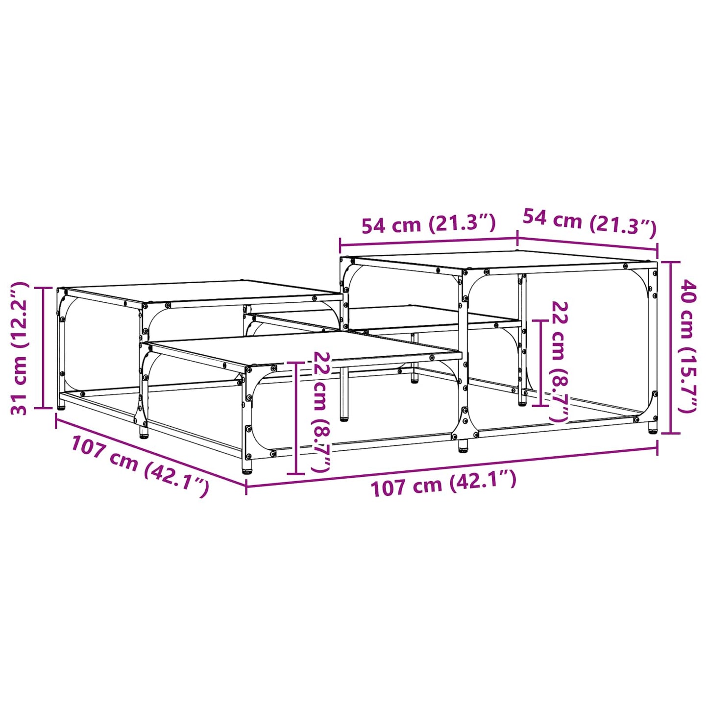 Sofabord Sort eg 107 x 107 x 40 cm Konstrueret træ