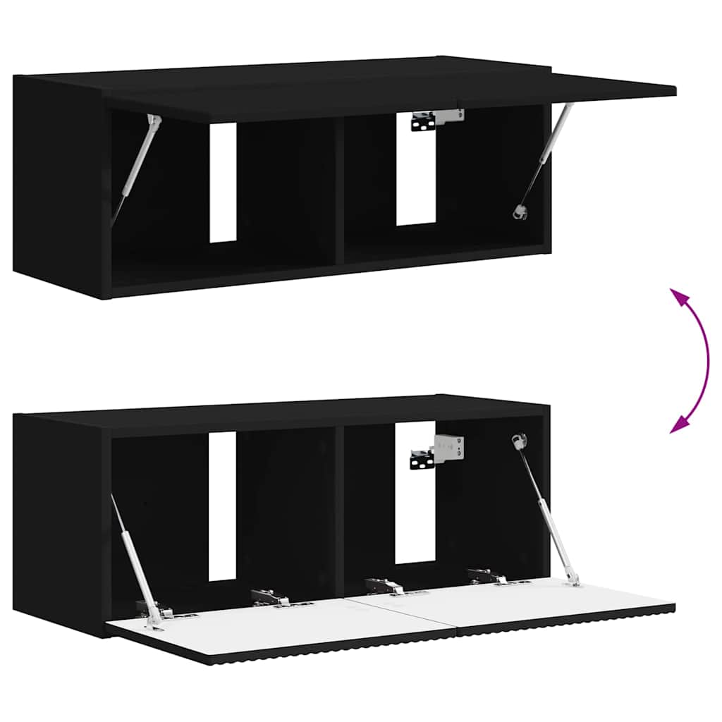 TV vægskab Vægmonteret Sort 78,5 x 31 x 29,5 cm Konstrueret træ