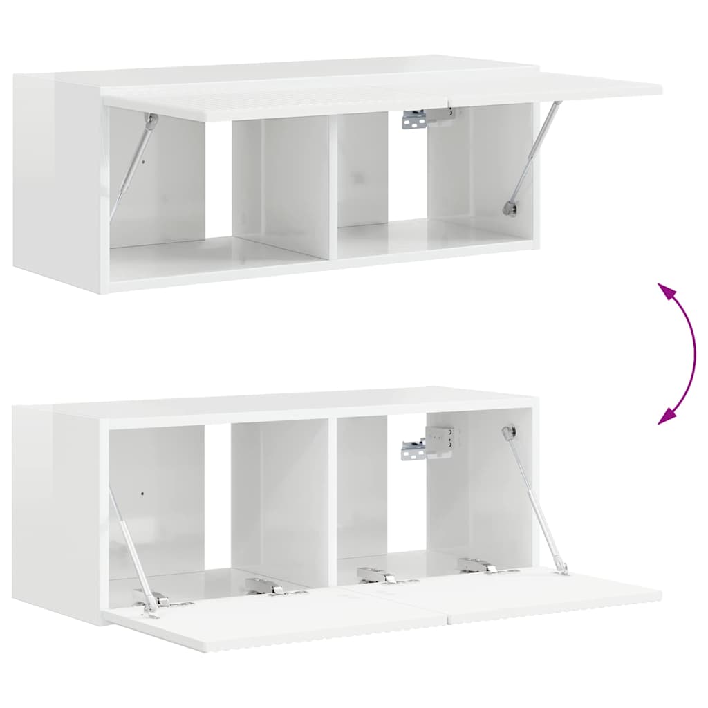 TV vægskab Gloss Hvid 78,5 x 31 x 29,5 cm Konstrueret træ