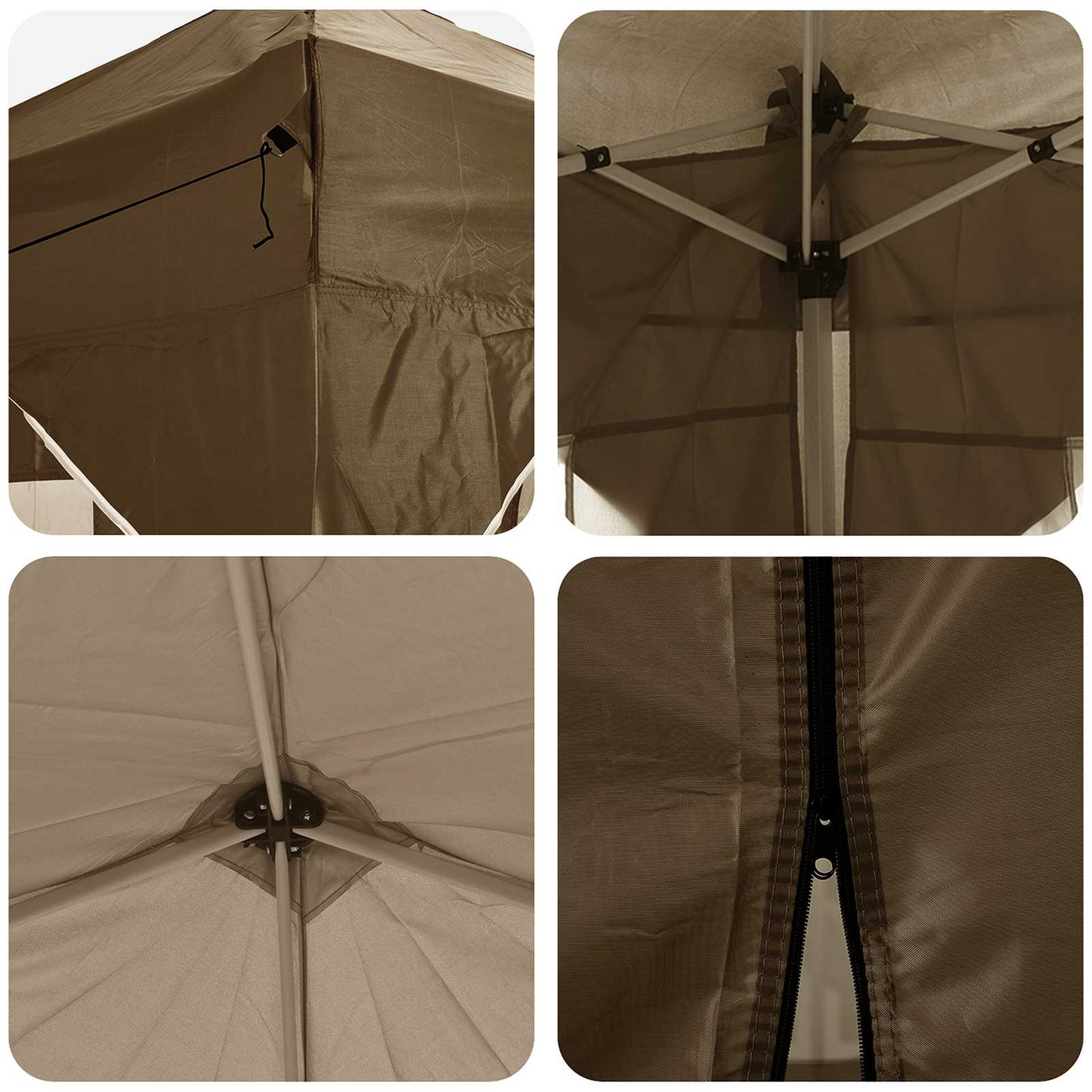 Pop-up Festtelt 575 x 288 x 245 cm Gråbrun Oxford stof