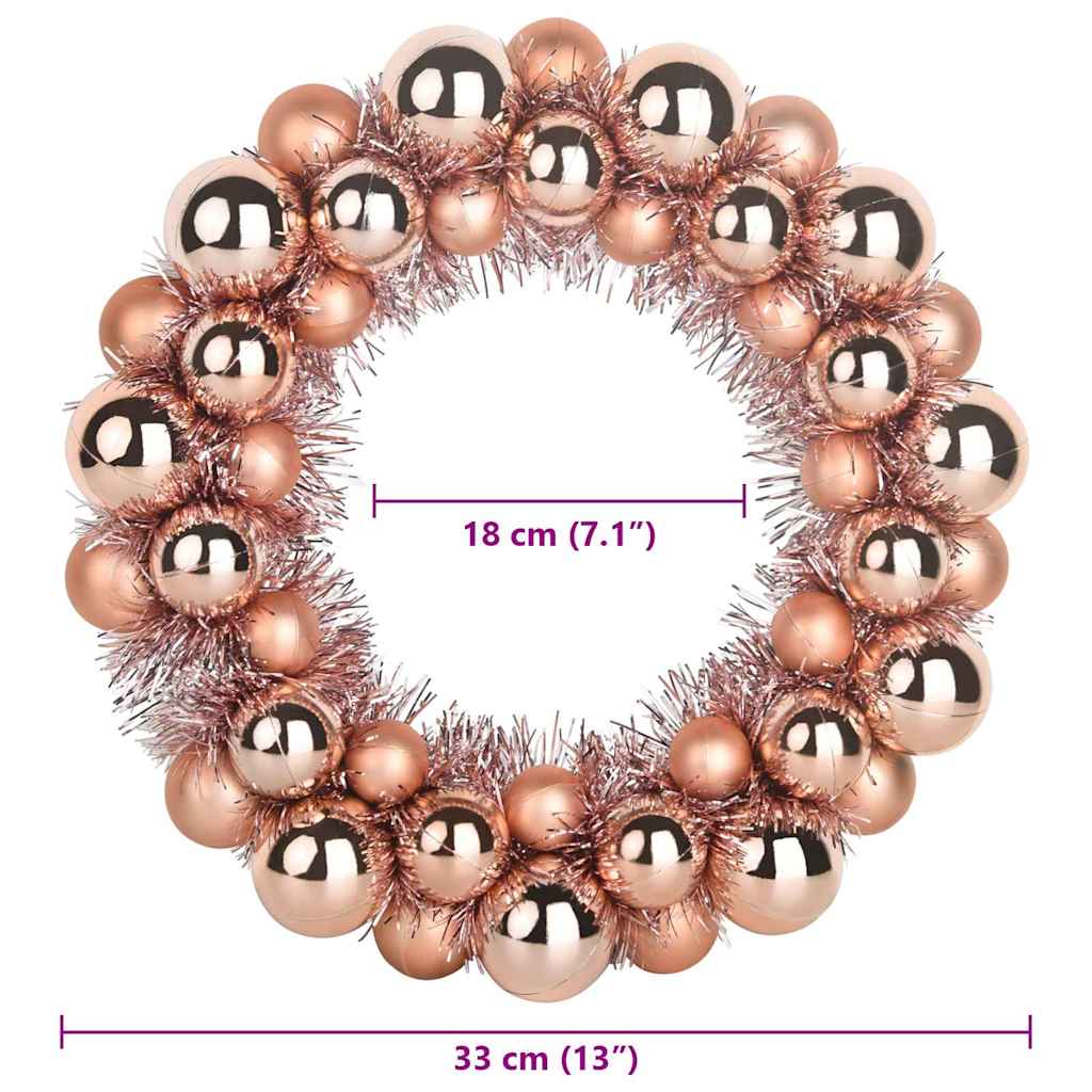Jule Kugle Krans 2 pcs Rosenguld 33 x 33 x 7 cm Polystyren