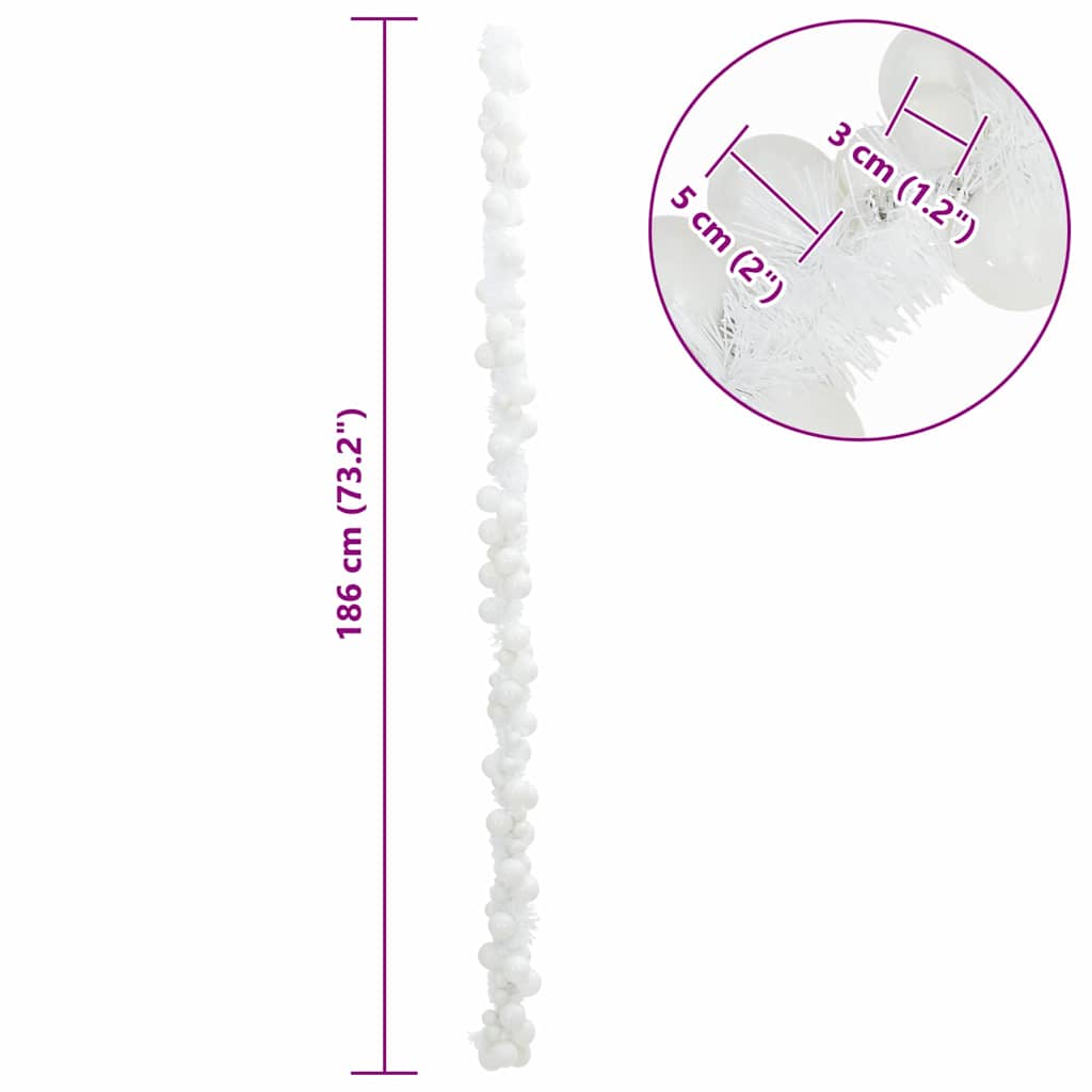 Jule Kugle Guirlande Hvid 186 cm Polystyren
