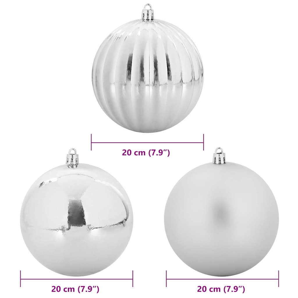 Julepynt Set XXL 4 pcs Sølv Ø 20 cm Plastik LED'er